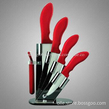 4pcs Ceramic Knife Set with Red Handle